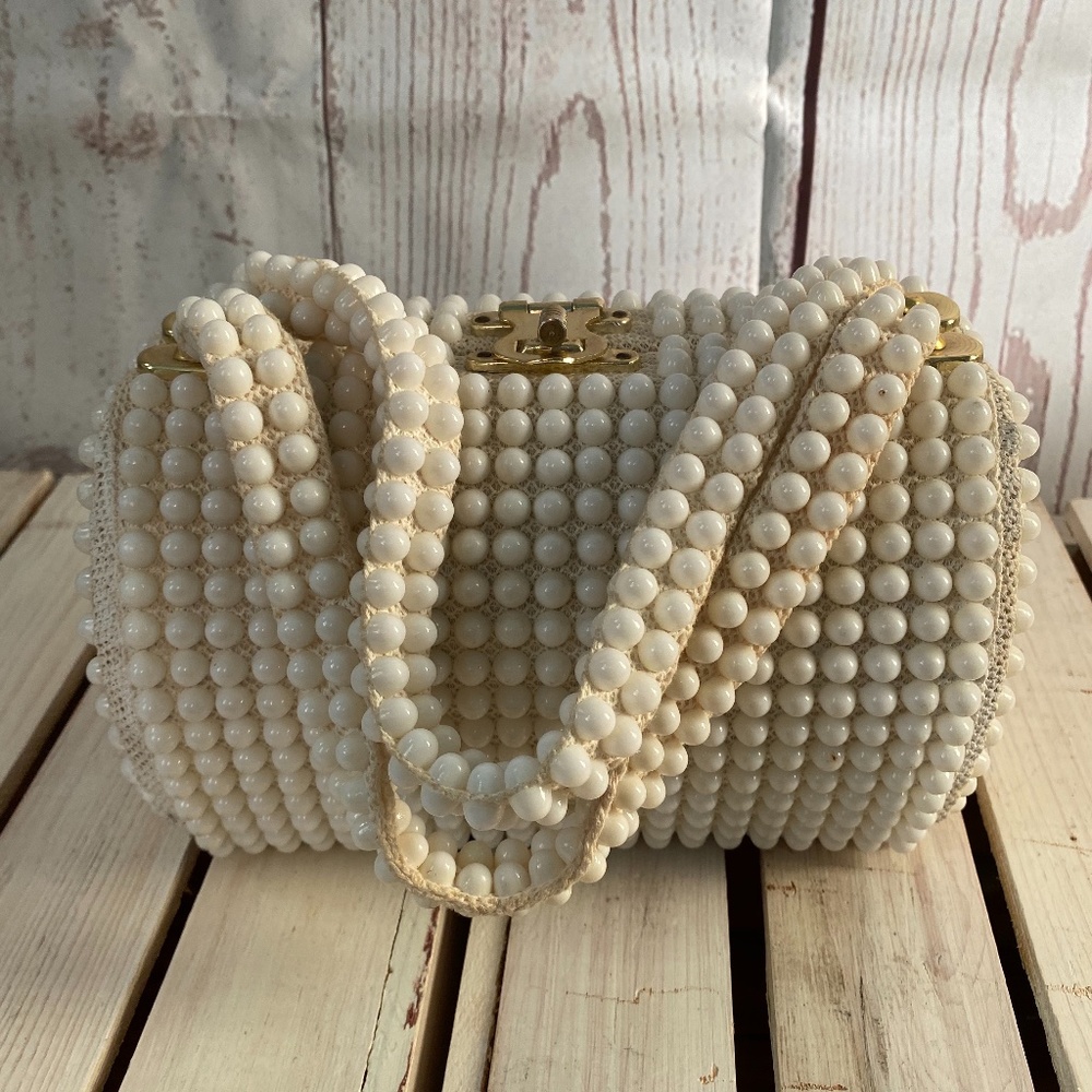 Vintage White Beaded Purse